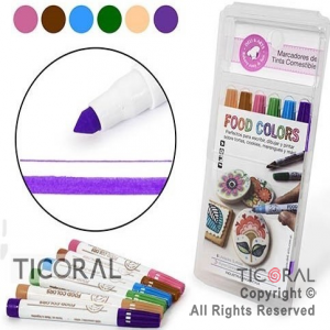 MARCADOR DE TINTA COMESTIBLE FOOD COLORS PASTELES SURTIDO Nro.2  X 6 MARCADORES